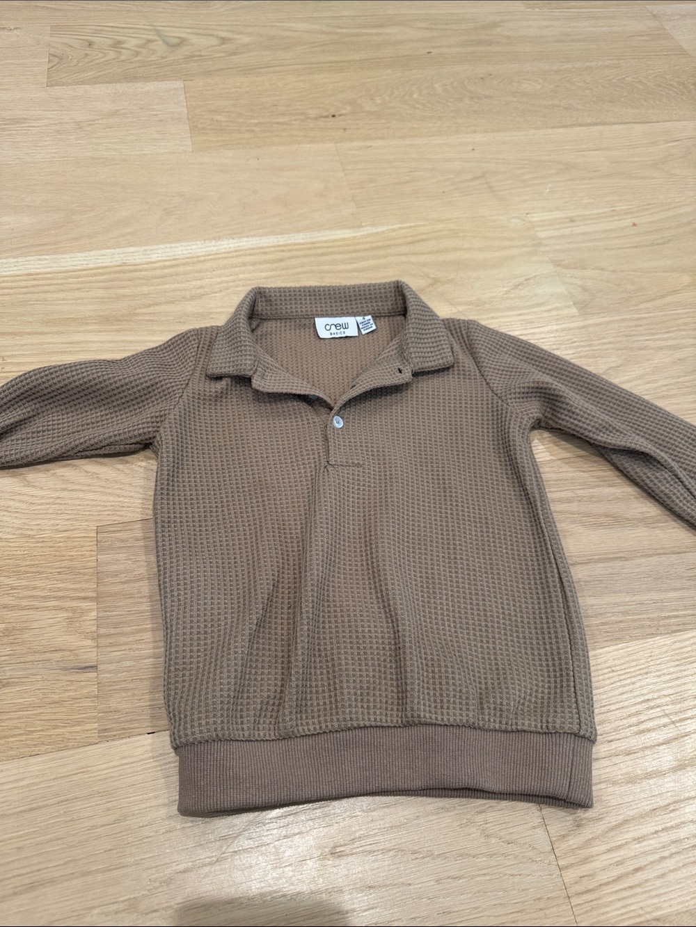 Crewcuts Kids Waffle-Knit Polo Top in Light Brown